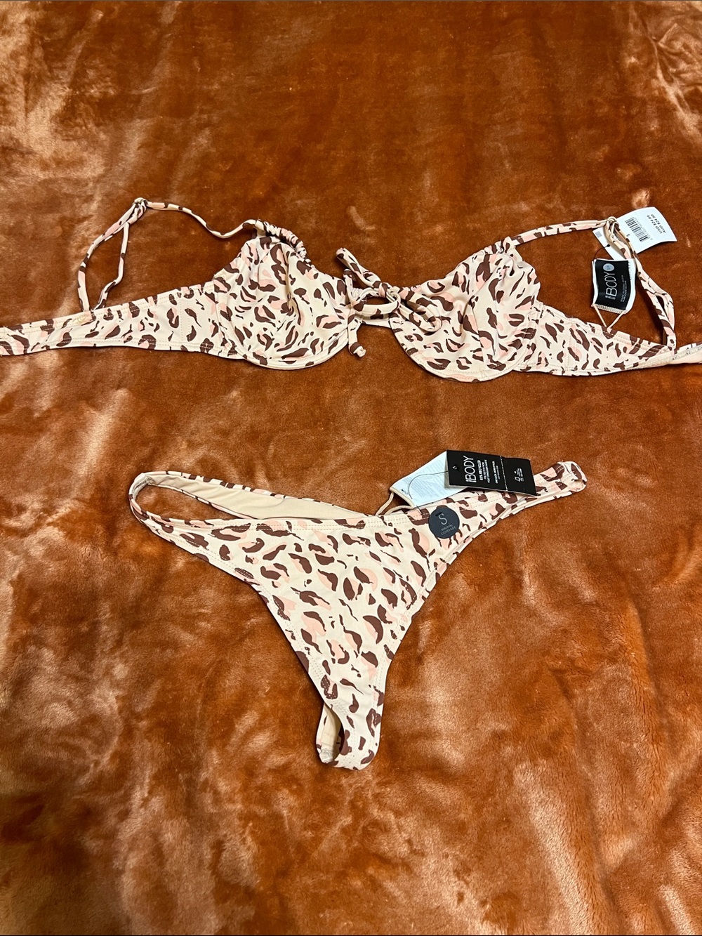 Cotton On Body Beige and Brown Animal Print Cheeky Bikini Set